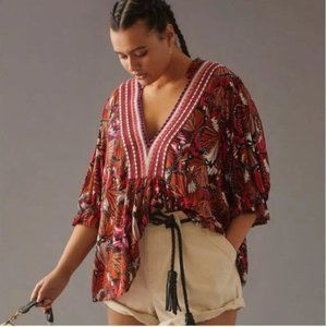 Anthropologie Bl-nk London Stephanie Top Monarch Butterfly Print